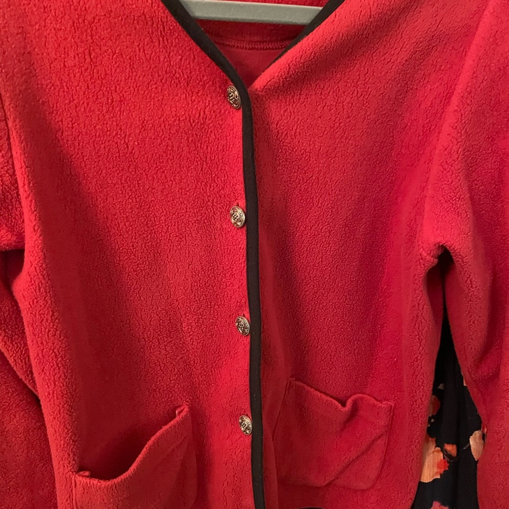 L.L. Bean Red Fleece short jacket- button front